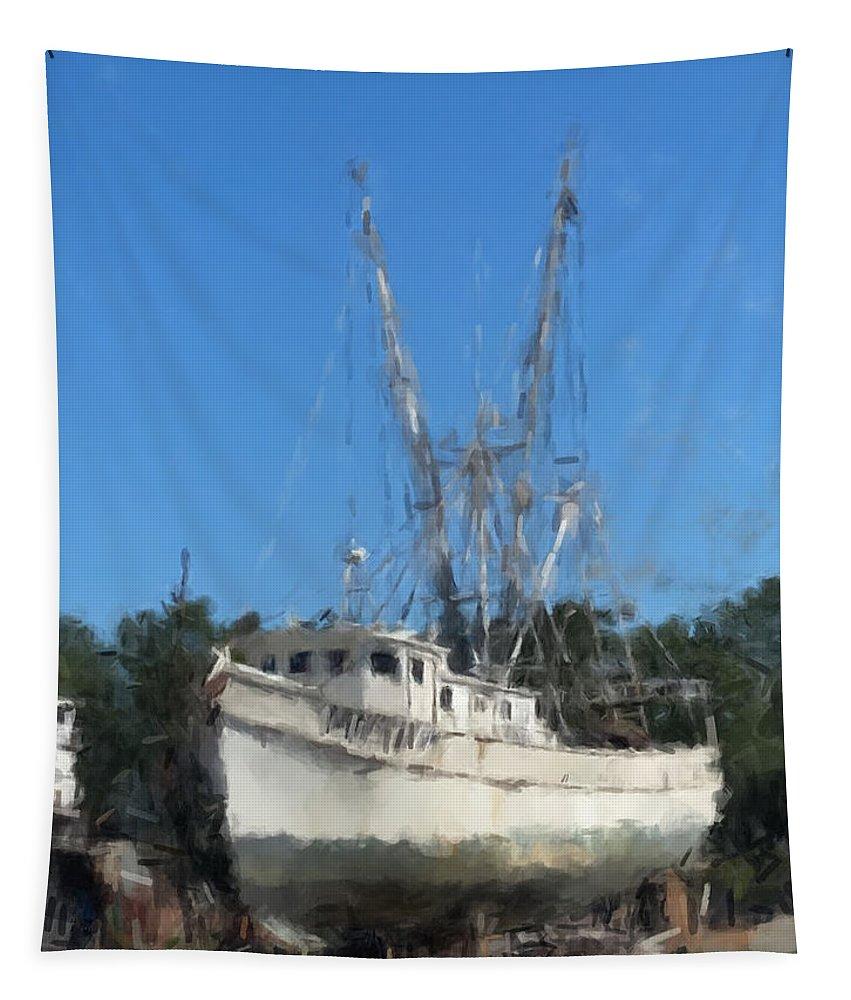 Shrimp Boat in Dry Dock - Tapestry