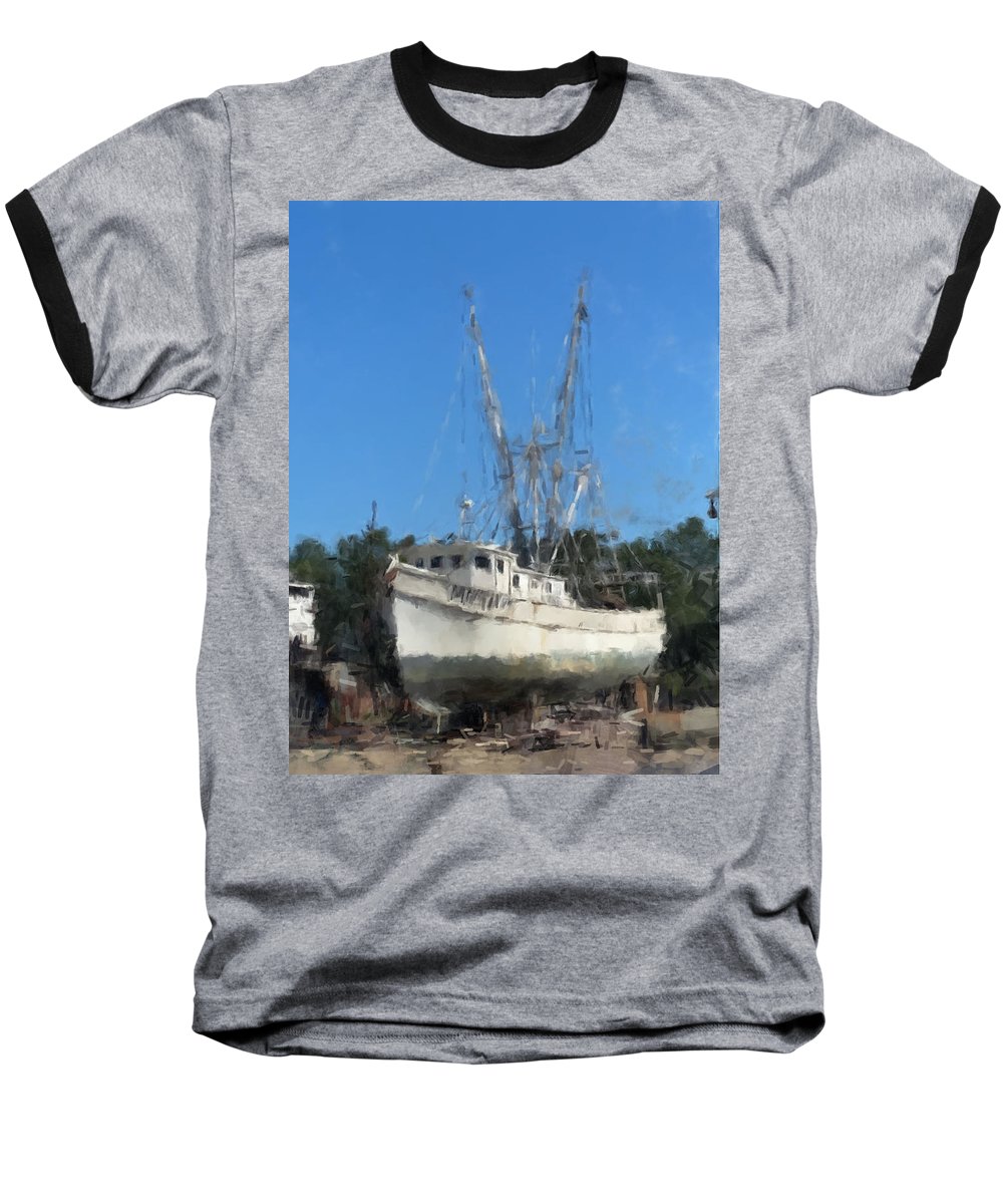 Shrimp Boat in Dry Dock - Baseball T-Shirt