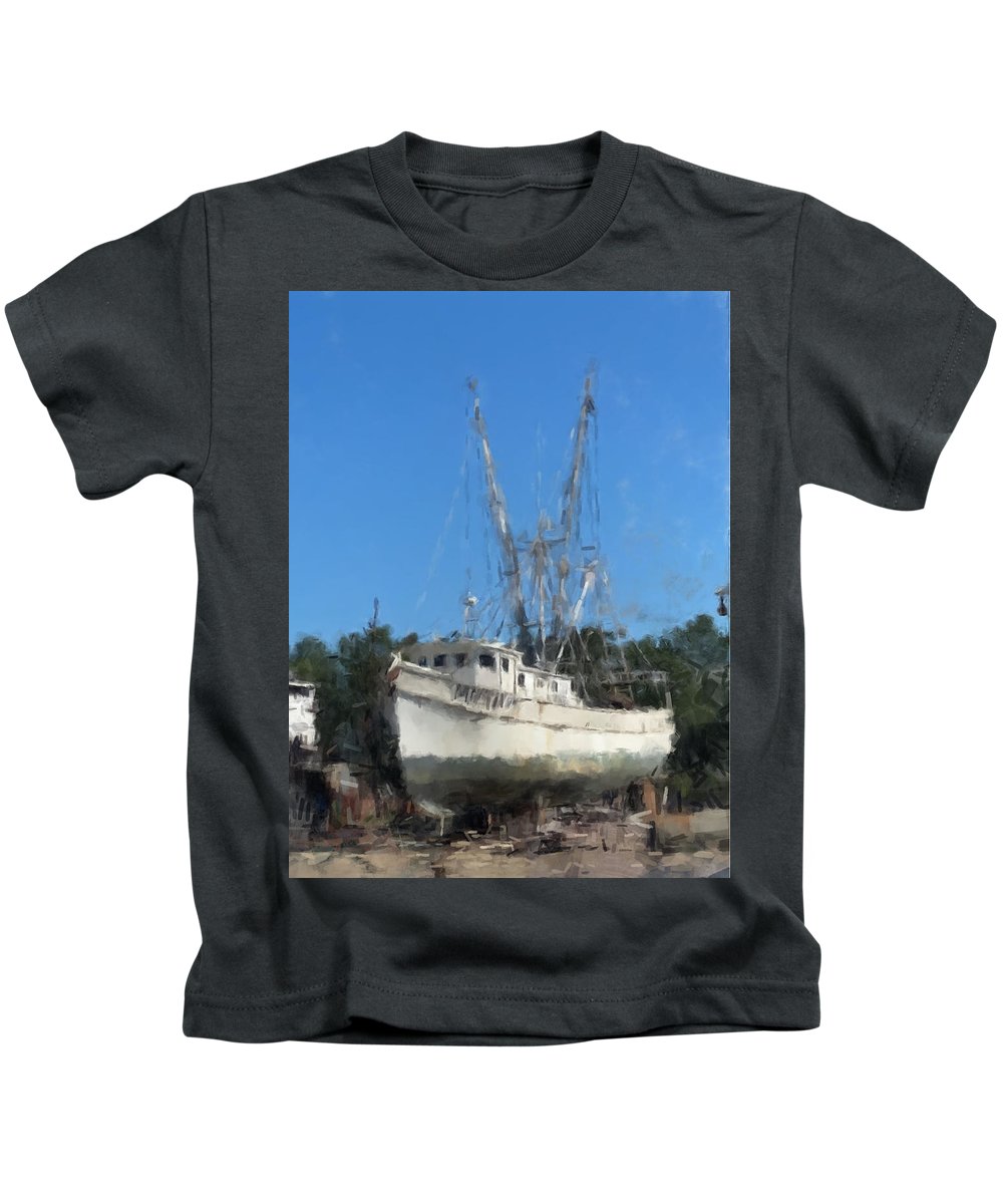Shrimp Boat in Dry Dock - Kids T-Shirt