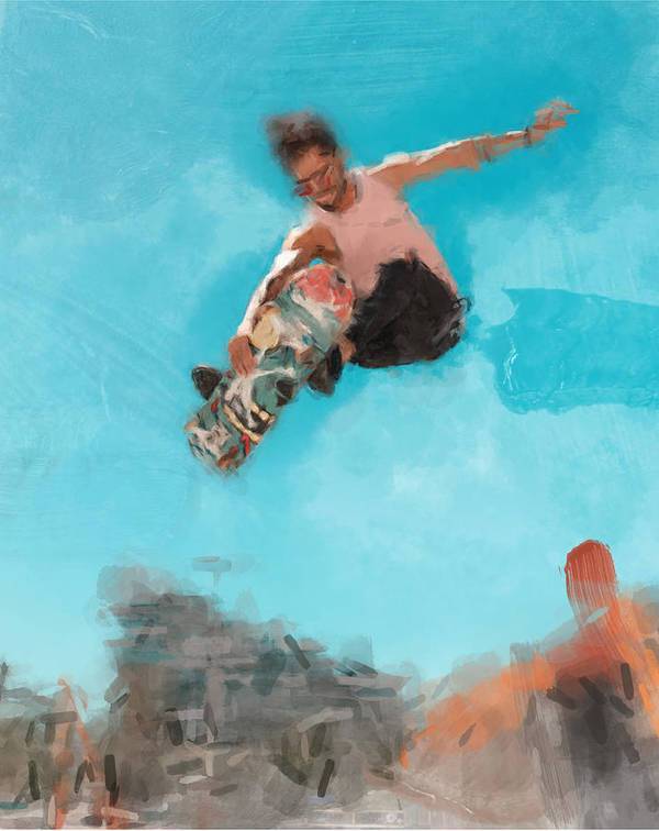 Skateboarder Jump - Art Print