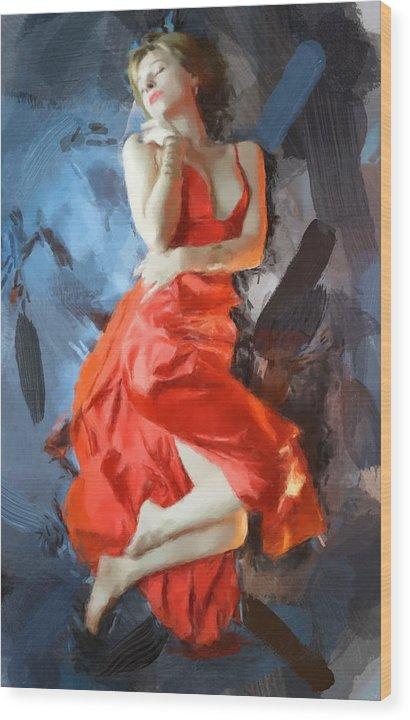 The Red Dress - Wood Print