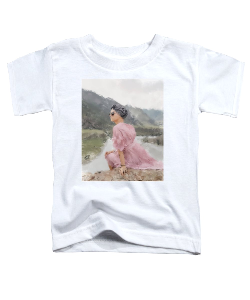 Woman in Hat on Rock - Toddler T-Shirt